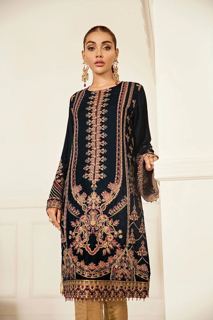 Baroque Velvet Plaid Dress main image 0