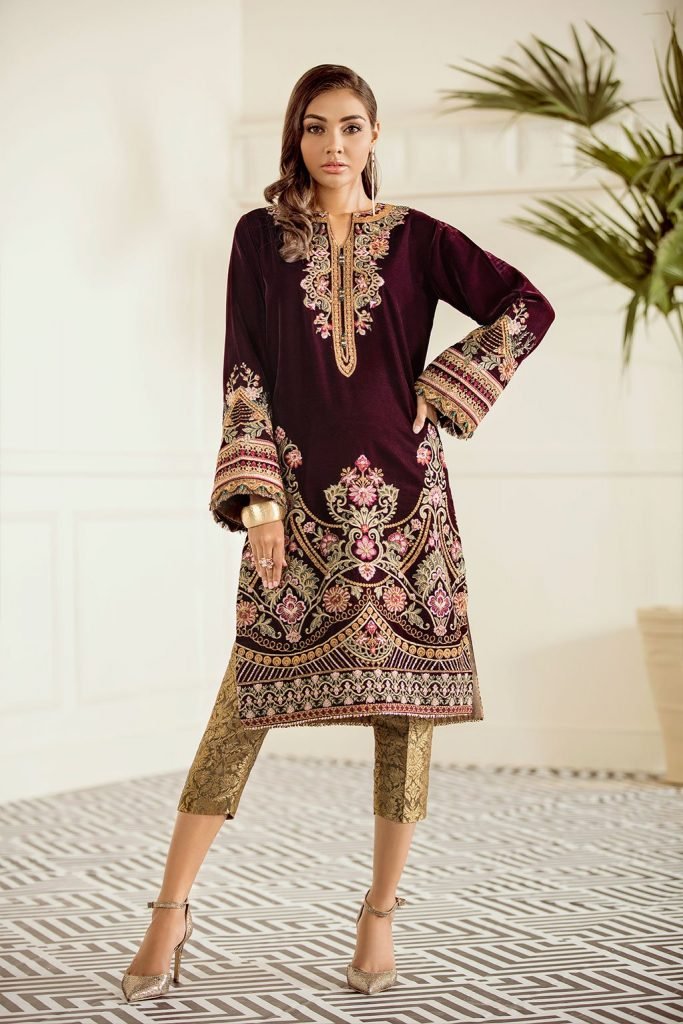 Baroque Velvet Plaid Dress main image 1