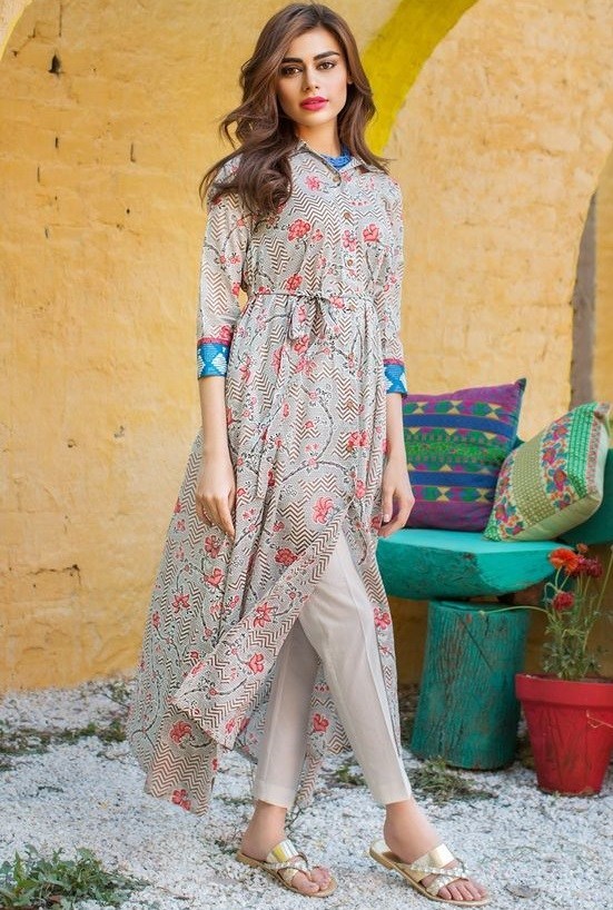 Cute Style Lawn Frock Designs & Kurta Styles Collection 2024