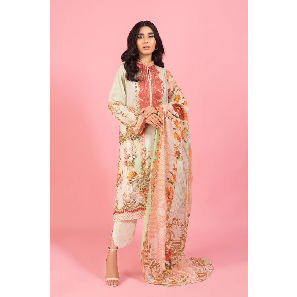 Gul Ahmed Light Brown Embroidery Dress