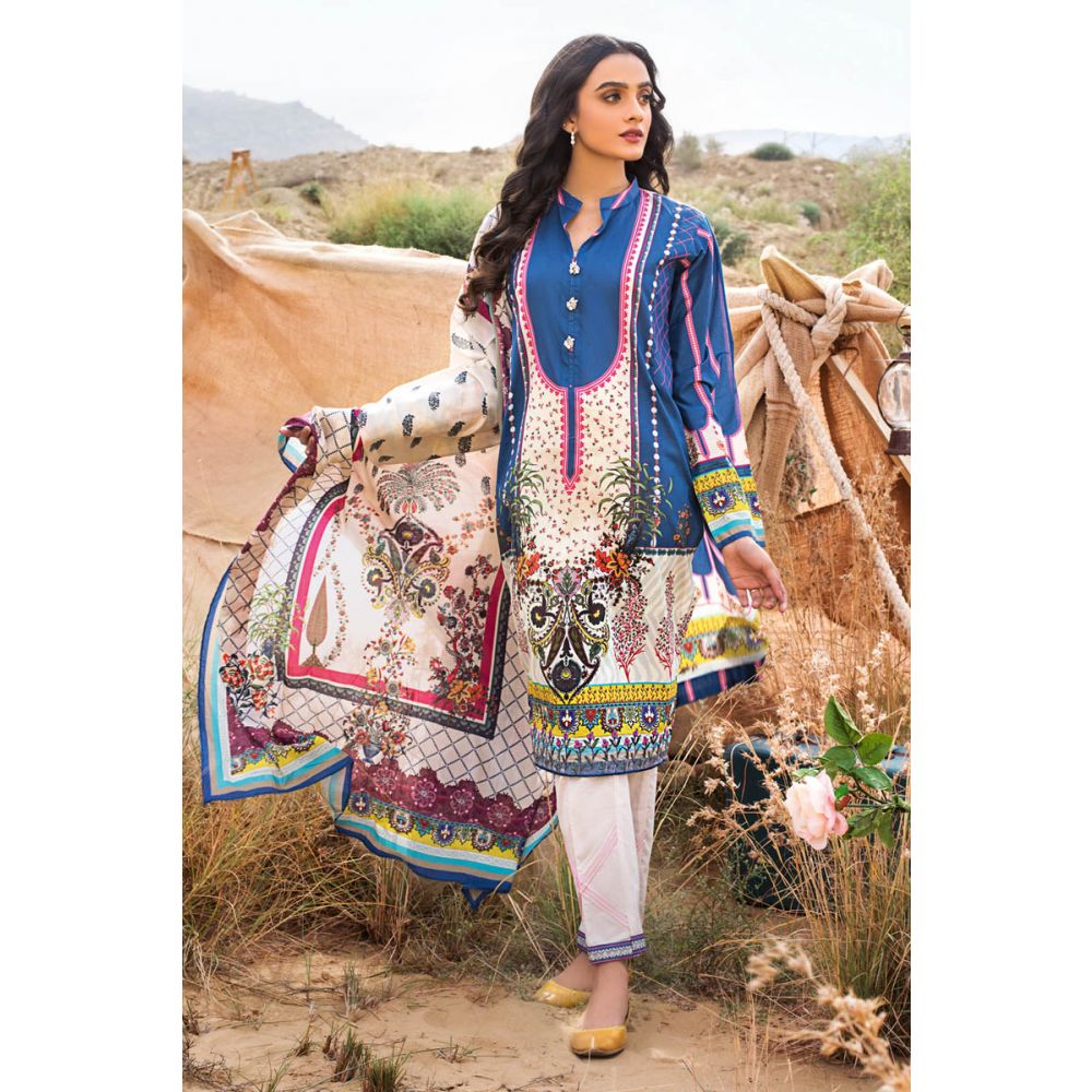 Gul Ahmed Light Blue Printed Dress