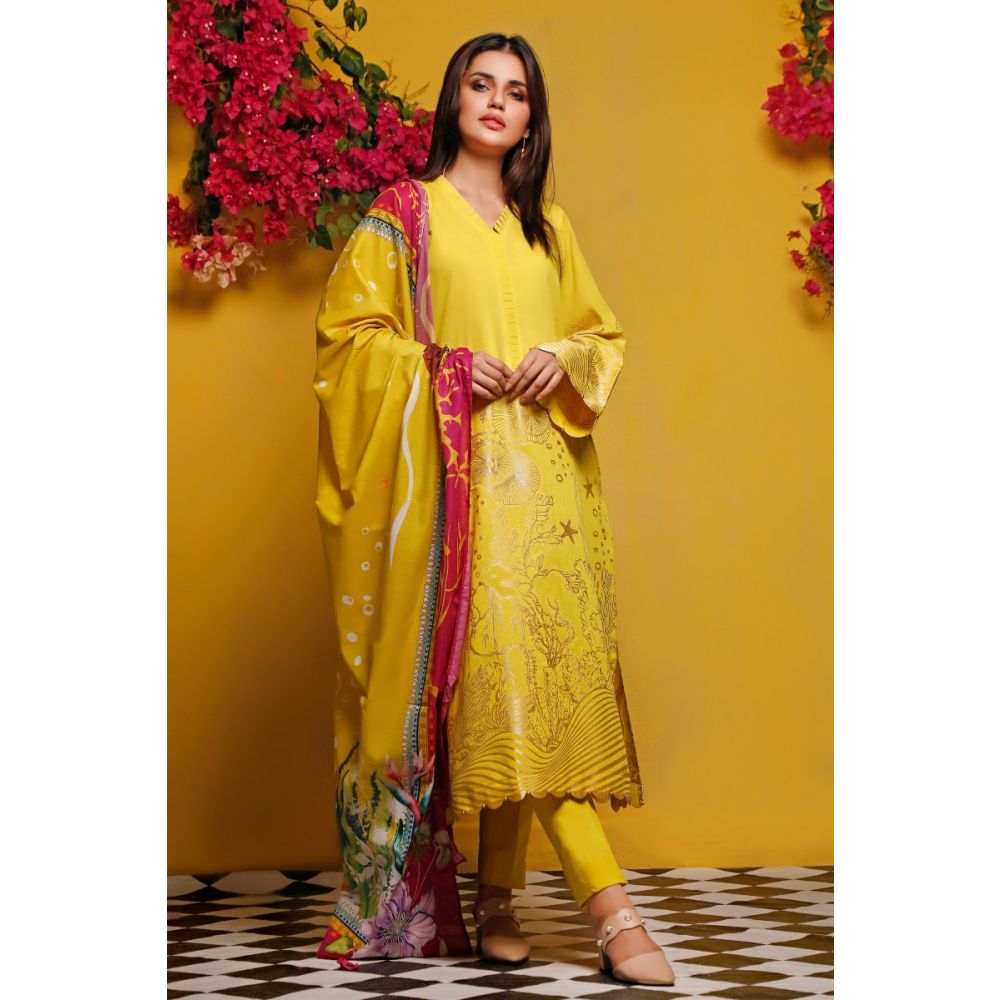 Gul Ahmed Yellow Dress