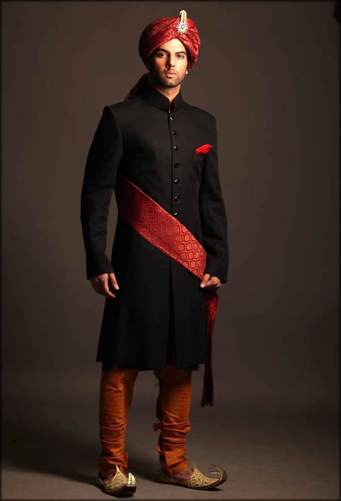 Black and red sherwani