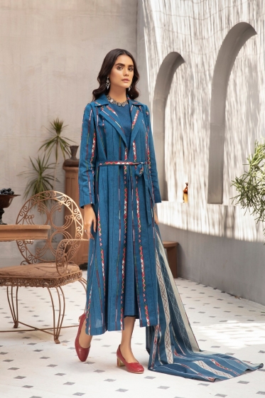 New Fashion Dress By Nishat Linen Blue