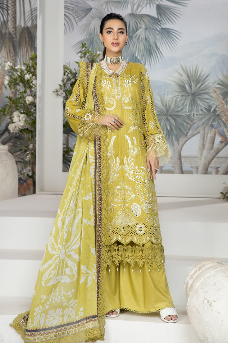 Ladies Unstitched Embroidered Lawn Suit by Marjjan