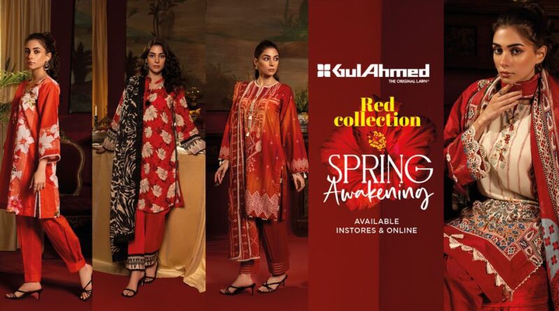 Gul Ahmed Lawn Red