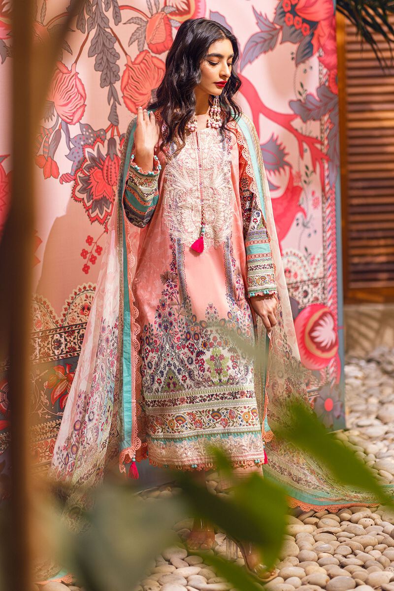 Eid Ensembles by Azure Unstitched Embroidered Khaddi Net 3 Piece Suit AZ26UEE ES-137 Hibiscus - Eid Collection