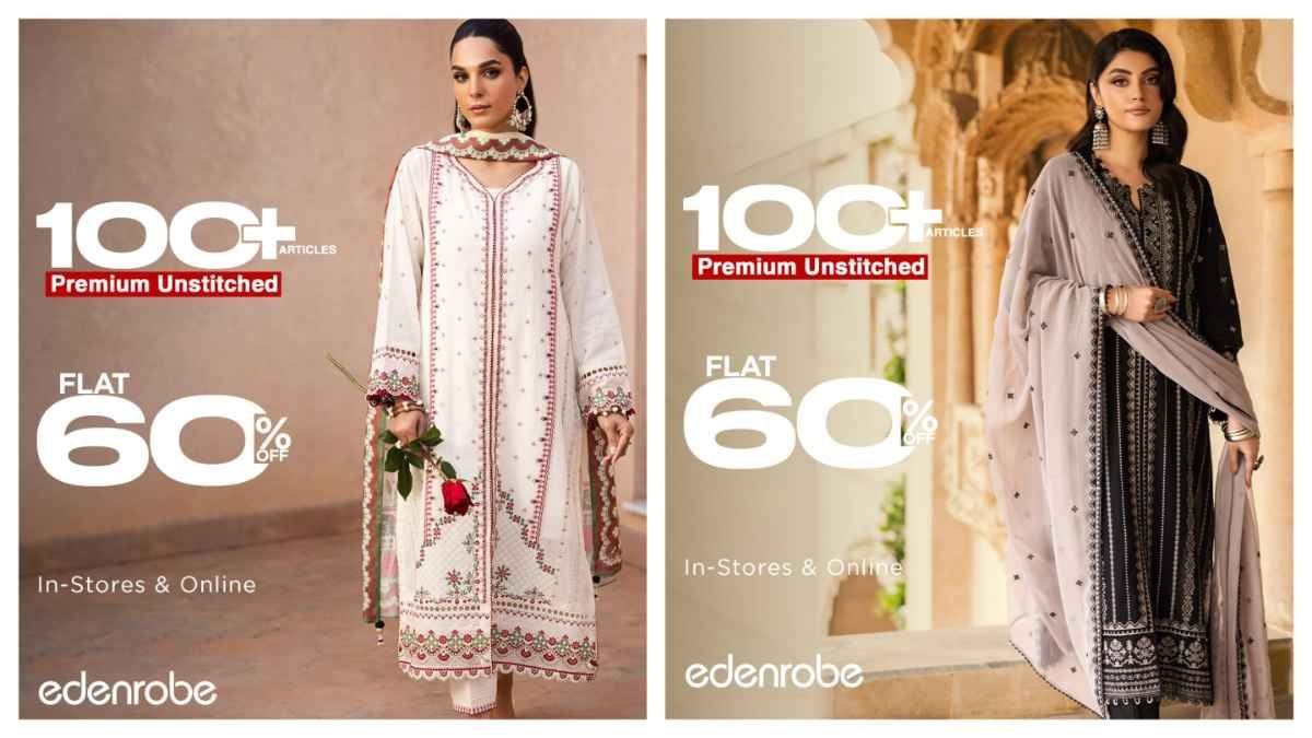 Edenrobe Sale 50% off 2025 Unstitched 3 Piece Dresses