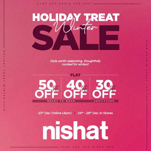 Nishat Sale 50% Off 2025 (Holiday Treat) Discount With Price