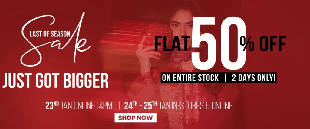 Nishat Sale 50% Off 2026 (Last of Season) Discount With Price